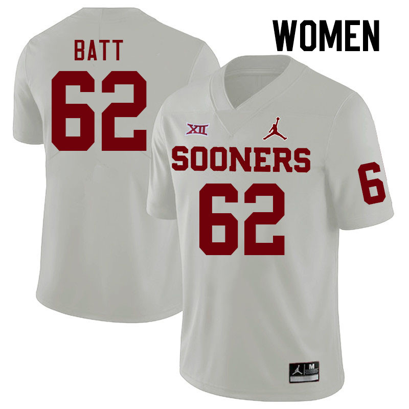 Women #62 Drew Batt Oklahoma Sooners College Football Jerseys Stitched Sale-White